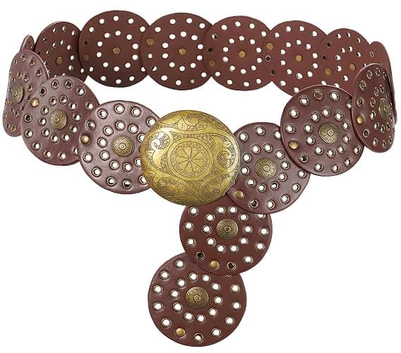 Liutufy Wide Disc Belt for Women Vintage Hollow Boho Leather Belt Western Chunky Waist Belt Cowboy Metal Buckle Concho Belts - Image 1