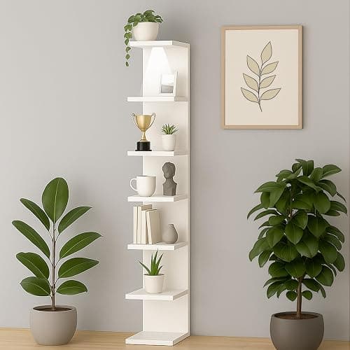 home stuff Lack Wall Shelf Unit with Extra Strong Backboard, Versatile 7 Tier Shelf Unit, White Lack Wall Shelf, Display Floating Shelf with LED Remote Control Light (White) thumbnail 2