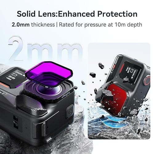 Honlyn Diving Lenses Filter for Insta360 Ace Pro 2, Action Camera Waterproof Case Protective Shell Red Pink Purple Dive Filter Accessories (Light red) thumbnail 7
