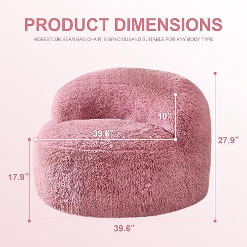 Hobestluk Bean Bag Chair Giant Bean Bag Chairs for Adults Big Bean Bag Chair with Memory Foam Filled Large Beanbags for Living Room, Bedroom (Pink, Standard) thumbnail 2