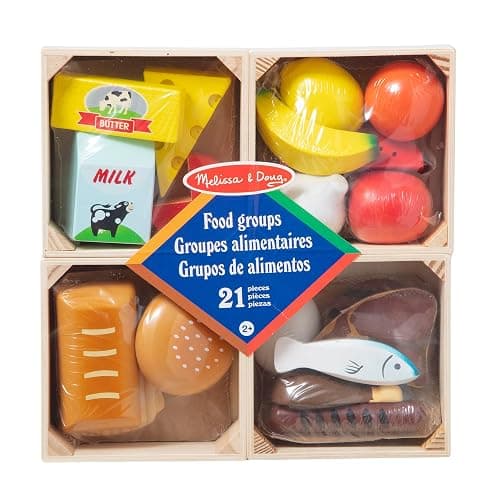 Melissa & Doug Food Groups - 21 Wooden Pieces and 4 Crates, Multi Play Food Sets For Kids Kitchen, Pretend Toy For Toddlers And Kids Ages 3+ thumbnail 3