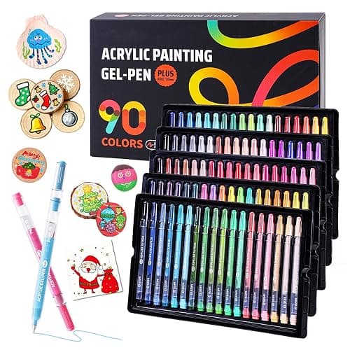 90 Colors Acrylic Gel Pens Set -1.0mm Bullet Tip Large Capacity Pens for Adult Coloring,Colored Gel Pens for Black Paper, Rock, Glass, Fabric, DIY Art Crafts,School Supplies - Image 1