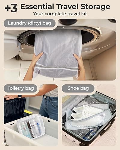 BAGSMART Travel Vacuum Bags with Rechargeable Electric Pump, 18PC Kit | Heavy-duty PA+PE material, Bonus Shoe, Laundry & Toiletry Bags, Save 80% Space Ideal for suitcase packing, travel & home. thumbnail 5