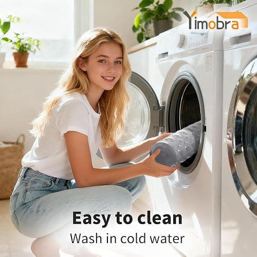 Yimobra Non Slip Bathtub Mat 40"x16", Super Strong Suction Cups, Extra Long Shower Mat with Drain Holes, Machine Washable Fast Draining Bathroom Floor Mat, Clear Grey thumbnail 4