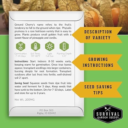 Fruit Seeds for Planting 8 Variety Pack - Non-GMO Heirloom Fruits | Watermelon, Cantaloupe, Melon, Strawberry, Ground Cherry for Home Vegetable Gardens - Survival Garden Seeds thumbnail 2