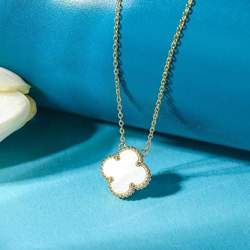 Lucky Clover Necklace For Women Girls, 18K Gold Plated Cute Fashion Simple Girls Titanium Steel Hypoallergenic Pendant, Titanium Steel, No Gemstone thumbnail 5