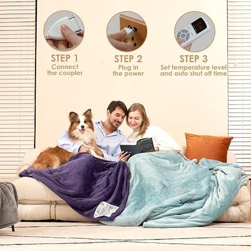 EHEYCIGA Heated Throw - Heating Blanket with 9 Levels & 10 Hr Auto Off, Soft Cozy Sherpa Blanket, 50 x 60 Inches thumbnail 7