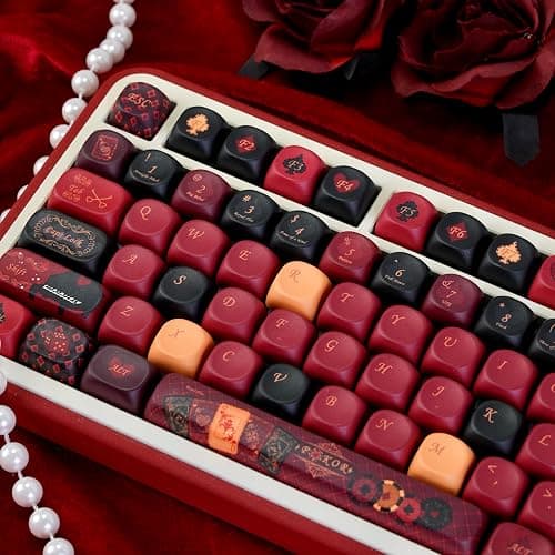 GEKUCAP Red Black PBT Keycaps, Poker Themed Custom Keyboard Keycaps | Dye-Sublimation MOA Profile Keycaps Set 130 Keys for 75% TKL Cherry Gateron MX Switches Mechanical Keyboards thumbnail 4