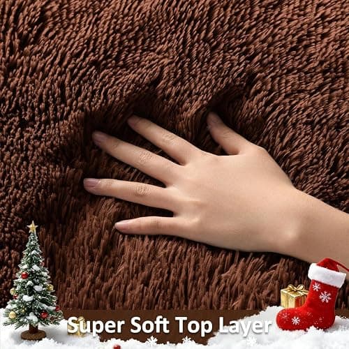 Ophanie Round Rug 4Ft Brown Circle Area Rug, Fluffy Fuzzy Small Bedroom Carpet, Plush Soft Shaggy Floor Living Room Circular Christmas Decor for Kids Boys Girls Home Aesthetic, Nursery, Classroom thumbnail 2