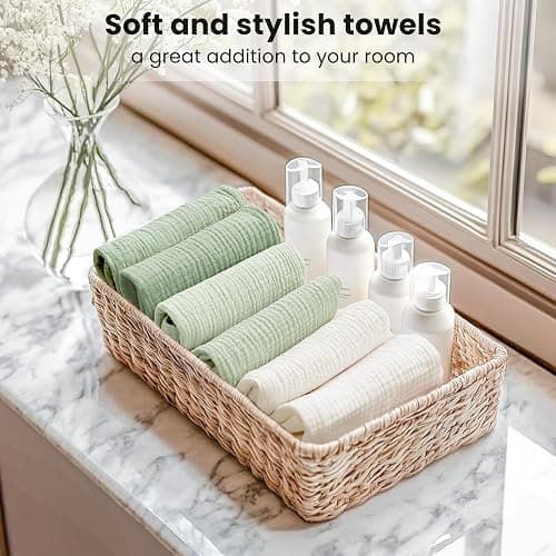 Konssy 6 Pack Face Cloths, Soft Wash Cloth for Washing Face, Cotton Face Towels for Sensitive Skin Women Facial Makeup Remover Reusable Absorbent Washcloths （11 x 11 Inch） thumbnail 7