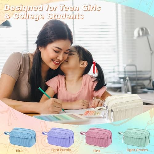 JAESITETER Big Capacity Pencil case,Soft Corduroy Pencil Bag with 3 Compartment,Pencil Pouch School Supplies Cute Pencil Box Pencil Bag for Teen Girls Boys College thumbnail 8