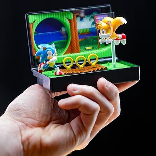 Console Heroes Sonic The Hedgehog 2 Collectible Diorama Playset – Mini Sonic & Tails Figures with Emerald Hill Zone Scene – Retro SEGA Genesis Cartridge thumbnail 5