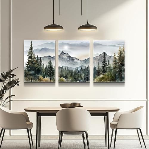 MHARTK66 Wall Art for Living Room Modern Wall Decor for Bedroom Office Decor Abstract Mountain Forest Landscapes Ink Painting 3 Piece Framed Canvas Art Prints Ready to Hang Wall Pictures Home Decor thumbnail 9