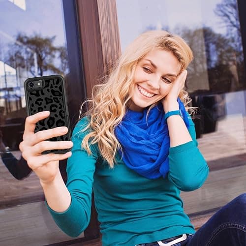 KUMTZO Designed for iPhone 6/ 6s/ 7/8/ SE 2022/ SE 2020 Black Leopard Case, Heavy Duty Protection Shockproof Dropproof Case,Cute Black Leopard Cheetah Cover for Women Girls 4.7 inch thumbnail 6