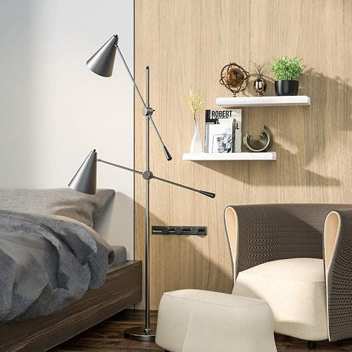 Love-KANKEI Floating Shelves Wall Mounted Set of 2, 17 Inch Rustic Wood Wall Shelves for Storage, Bedroom Living Room Bathroom Kitchen Office and More White thumbnail 8