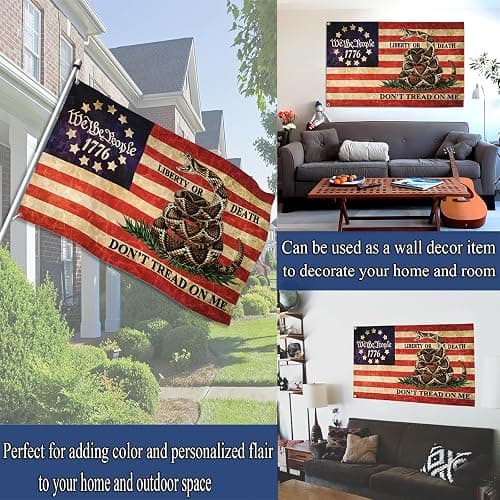 NASIAN Dont Tread on Me Flag We The People 1776 Flag 4th of July Amercian Flags for Outside 3x5 Double Sided Outdoor House Yard Holiday Decoration Banner - One Size - Dont Tread On Me 1776 Flag thumbnail 2