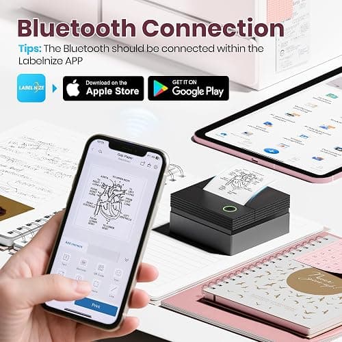 ETIKEZ Sticker Printer, PM290C Portable Mini Printer, Inkless Bluetooth Sticker Maker with 3 Rolls Paper, Impresora Portátil for Notes, Journal, DIY, Gift, Print Pod for School/Office/Home, Black thumbnail 2
