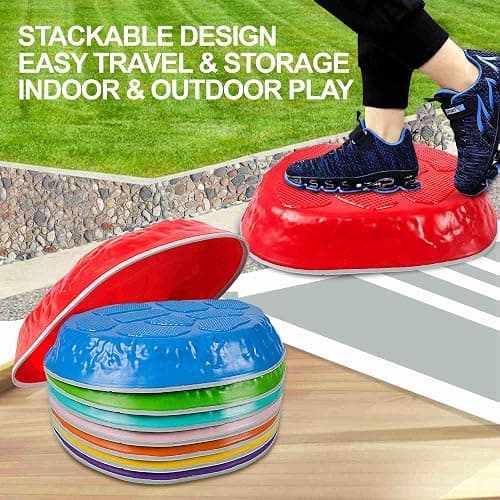 TECKMICO 10-Pack Stepping Stones for Kids,Non-Slip Balance Stones Obstacle Course Coordination Game Encourage Toddler Balance Gross Motor Skills Toys for Kids Ages 3-8 thumbnail 5