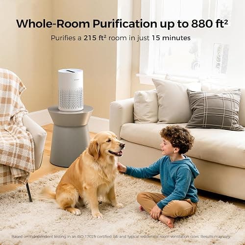 Purivortex Air Purifiers for Home, Quiet HEPA Air Filter for Pollen, Smoke, Dust, Pet Dander, Odor, Hair, Covers Up to 880 Sq Ft, PX500 White thumbnail 2