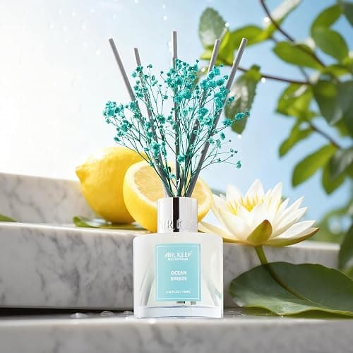 Airkeep Reed Diffuser Set,3.38 fl oz (100 ml) - Ocean Breeze Oil Diffusers with 8 Reed Sticks, Home Fragrance Reed Diffuser for Bathroom Shelf Decor thumbnail 2