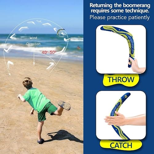 Boomerang for Adults & Kids - Fun Easy to Throw Boomerangs That Really Work - Soft to Catch Best Summer Stuffer Gifts for Boys & Girls - Outdoor Toys for Kids 8-12+ - 2026 Gift Idea for Teen Boys thumbnail 4