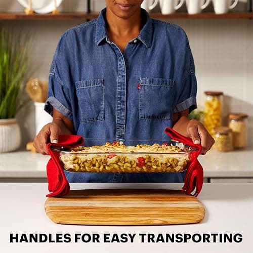 Pyrex Basics 3-Pack Glass Baking Dish Set (2QT, 3QT, 4.8QT) With BPA-Free Lids, Rectangular Glass Bakeware, Dishwasher, Microwave, Freezer & Pre-Heated Oven Safe thumbnail 2