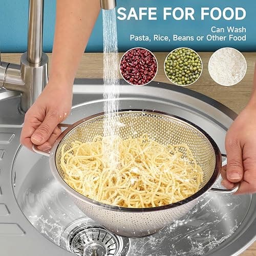 Colander for Kitchen, 3QT, Stainless Steel Colander Strainer with Handle for Fruits Vegetables Cooking Food, Dishwasher Safe thumbnail 4