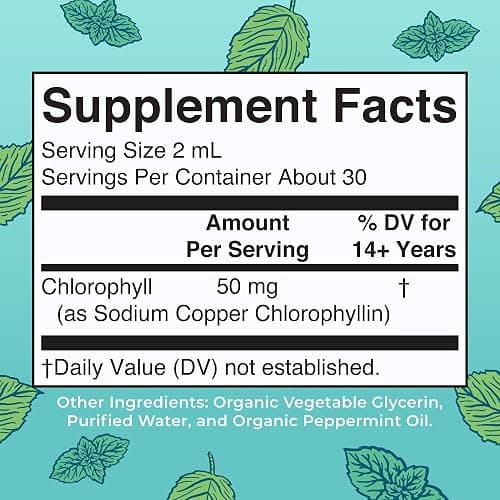 MaryRuth Organics Chlorophyll Liquid Drops | Clean Label Project Certified® | Vegan | Non-Diluted Liquid Chlorophyll| Mulberry Derived Supplement for 14+ | Non-GMO | Delicious Minty Flavor | 2 Fl Oz thumbnail 2