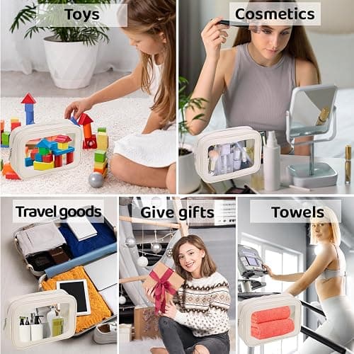 8 Packs TSA Approved Toiletry Bags Clear Toiletry Bags for Travel PVC Makeup Pouch Waterproof Quart Size Clear Cosmetic Bag with Zipper for Airport Airline Compliant Bag Women Men Travel Bathroom thumbnail 7