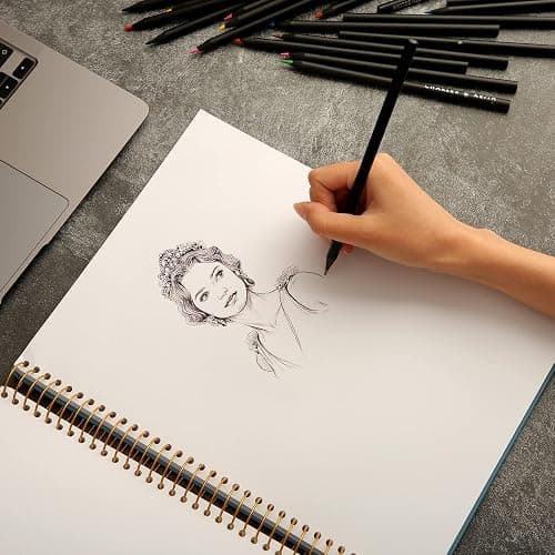 Yoment 9"x12" Hardcover Sketchbook for Drawing，120 Sheets，100GSM | Blue,Spiral Bound Sketch Pad Premium Art Sketchbook Artistic Drawing Paper Pad for Kids Adults Beginners Artists thumbnail 7