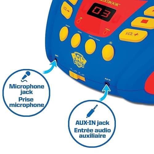 Lexibook - Paw Patrol - Bluetooth CD Player for Kids – Portable, Multicoloured Light Effects, Microphone Jack, Aux-in Jack, AC or Battery-Operated, Girls, Boys, Blue/Red, RCD109PA thumbnail 4