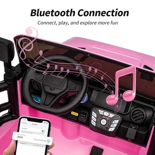 Hikiddo 2 Seater Ride on Toy Car for Kids, 24V 4WD Ride-on Truck Kids Electric Car with Remote Control, 4x200W Motors - Light Pink thumbnail 8