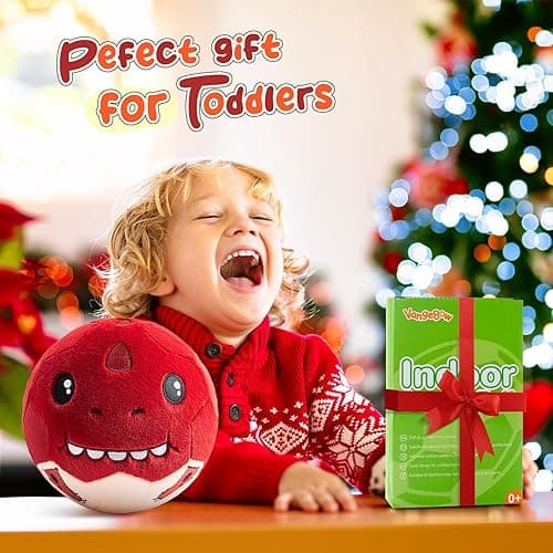 VangeBow Silent Indoor Soccer Balls for Toddlers 1-3, Inflatable Soft Plush Baby Toddler Soccer Ball Toys Gifts for Kid 3-5 Year Old Boy First Birthday Gift (Tyrannosaurus Rex, Pump Include) - Tyrannosaurus Rex thumbnail 2