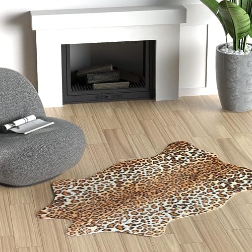 MACEVIA Leopard Rug Cheetah Print Rugs Western Decor for Living Room Bedroom Faux Animal Area Carpet Non-Slip 43.3" L x 29.5" W(3.6ft x 2.4ft) thumbnail 2