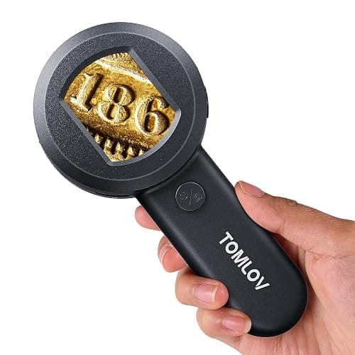 TOMLOV P10 Microscope for Adults Kids, Handheld Coin Magnifier with Light for Error Coins, Portable Trichome Magnifying Glass 100X, Collector Pocket Jewelers Loupe, Digital Microscope with 2" Screen - Image 1