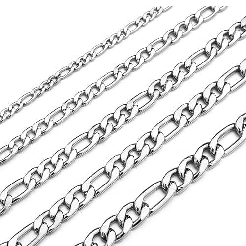 Figaro Chain Necklace Stainless Steel Real Gold Plated Chains for Men Women Jewelry Gift for Men Women - Image 1