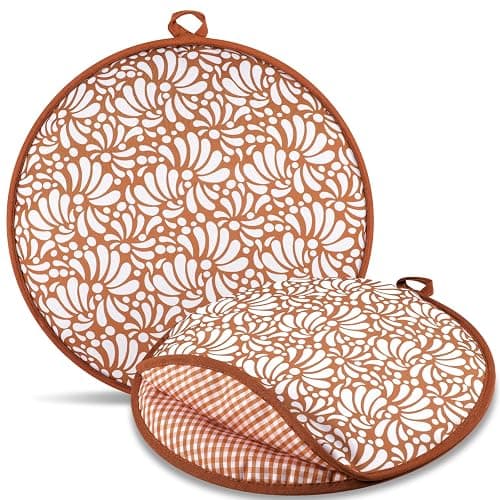 Honeydak 2 Pcs 10 Inch Tortilla Warmer Pouch, Mexican Talavera Pottery Terracotta Pattern Microwavable Insulated Cloth Pouch for Tortillas, Tacos, Naan, and Pizza Rolls - Image 1