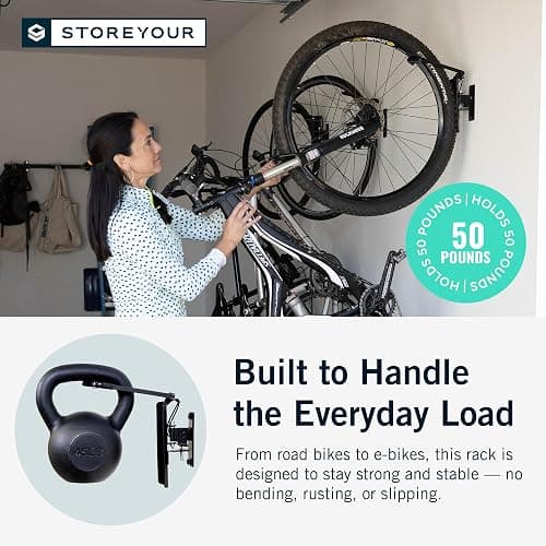 Bike Swivel Rack – Wall Mounted Garage Bike Storage, Vertical Bike Rack with 120° Swivel Hanger & Stopper – Space-Saving Bike Rack Garage Mount for Kids Bikes, BMX thumbnail 5
