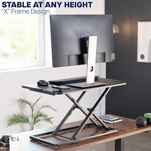 VIVO Economy Single Top Height Adjustable 29 inch Standing Desk Converter, Sit Stand Tabletop Monitor and Laptop Riser Platform Workstation, DESK-V000U thumbnail 5