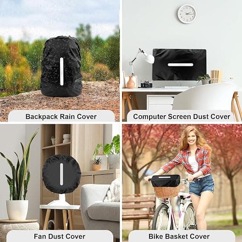 LAMA 2pcs Waterproof Rain Cover for Backpack, Reflective Rainproof Protector for Anti-dust and Anti-Theft M 30L-40L Black thumbnail 7