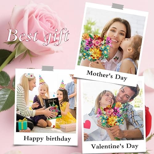 Flower Bouquet Building Set,891PCS Artificial Plant Flower Kit Toy for Kids, Artificial Flowers Botanical Collection for Adults Women Girls, Gifts for Mother's Day, Birthday, Christmas, Home Decor thumbnail 4