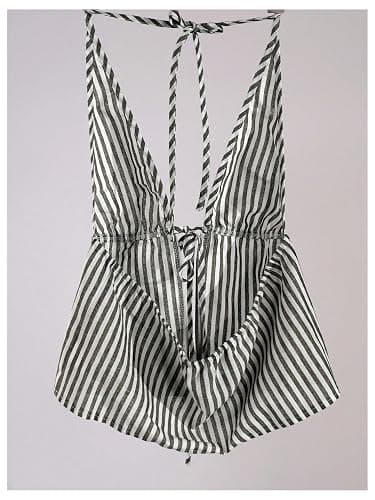 SweatyRocks Women's Sexy Striped Tie Front Halter Tops Sleeveless Drawstring Summer Cami Tops thumbnail 3