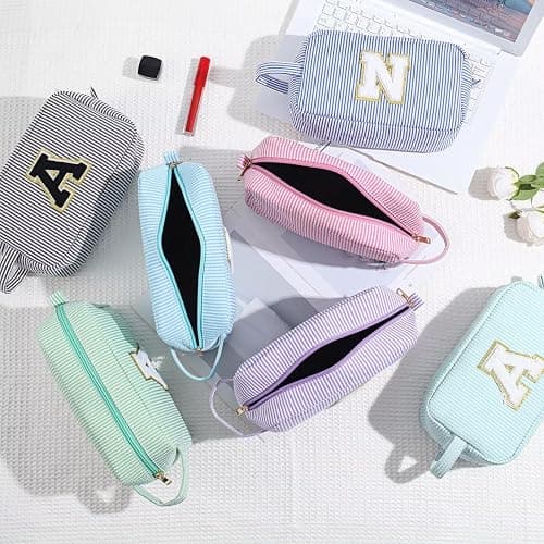 YOOLIFE Birthday Gifts for 4 5 6 7 8 9 10 11 12 13 14 Year Old Girl, Teen Girl Gifts Trendy Stuff, Initial Makeup Bag, Travel Toiletry Pouch, Pink M thumbnail 2