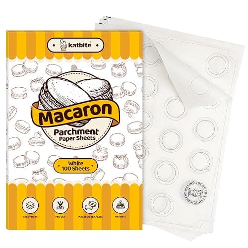 Katbite 100 Macaron Parchment Sheets Template Baking, Cookie Parchment, Printed Circle Baking Stencil for Macaron Cookie, 12x16 In, Non-Stick & Heavy Duty, Pre-cut Paper for Chicken Pizza French Fry - Image 1