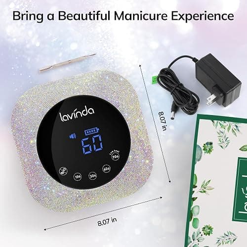 Lavinda UV LED Nail Lamp, 54W Rechargeable Cordless Nail Lamp Nail Dryer Gel Polish UV Nail Light with 4 Timer Setting, Professional Quick Dry Curing Lamp with Display Auto Sensor for Salon & Home thumbnail 8