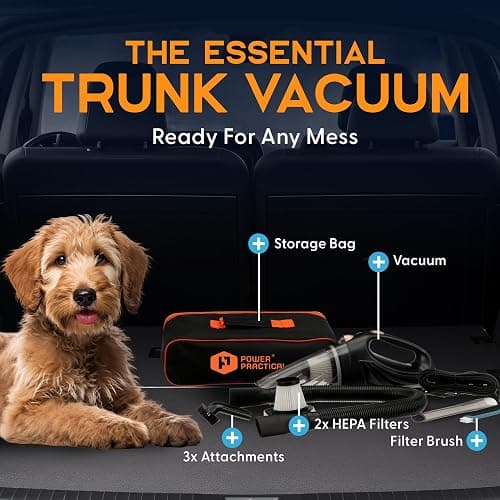 THISWORX Car Vacuum Cleaner - Portable, High Power, Handheld Vacuums w/ 3 Attachments, 16 Ft Cord & Bag - 12v, Auto Accessories Kit for Interior Detailing - Black thumbnail 7