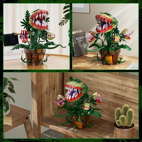Piranha Plant Audrey II 2 Building Blocks Set, Toys Kit Horrors Flower Shop Decoration Gift for Tv Film Fans Families Friends 12+ On Halloween Birthday Christmas thumbnail 5