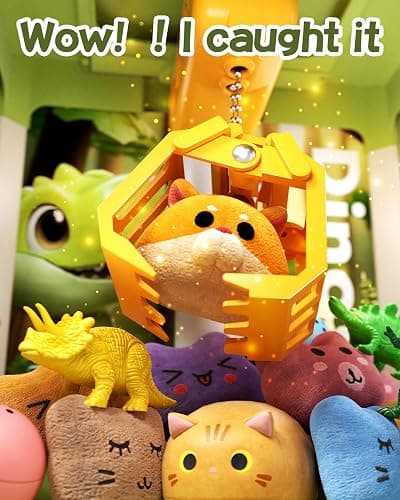 STACTCUTE 32PCS Dinosaur Claw Machine for Kids, Mini Vending Machine with with Music,Electronic Arcade Game Prize Dispenser for Boys Girls and Boys Birthday Toys Gifts Age 3 4 5 6 7 8 Years(Small) thumbnail 3