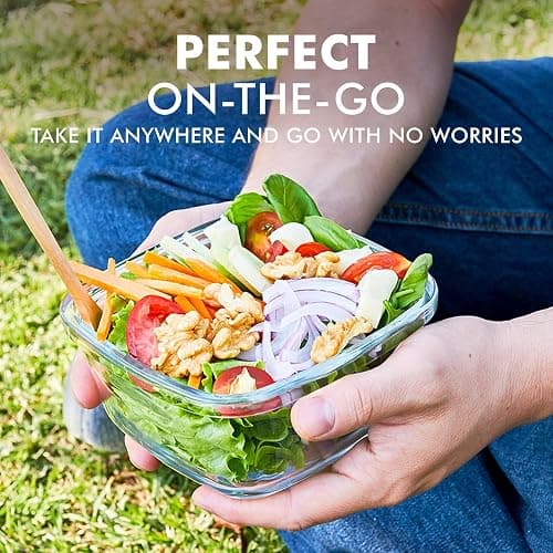 Razab 35 Pc Set Glass Food Storage Containers with Lids - Meal Prep Airtight Bento Boxes BPA-Free 100% Leak Proof (15 lids,15 glass & 5 Plastic Sauce/Dip Containers) thumbnail 8