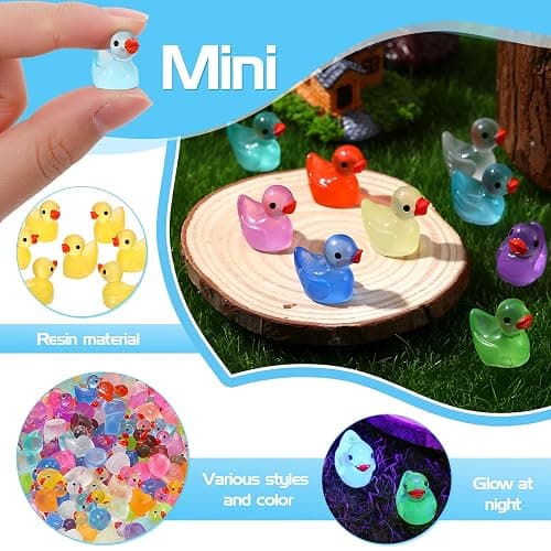 252Pcs Luminous Mini Resin Ducks, 18 Colors Tiny Duck Bulk Glow in The Dark Cute Tiny Ducks Resin Miniatures Fairy Garden Aquarium Dollhouse Landscape Decorations Mini Stuff Figures for Home Decor thumbnail 5